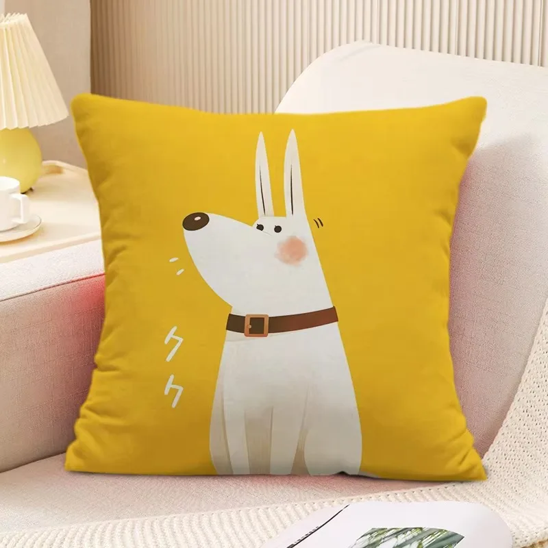 Adorable Puppy Pattern Pillow Cover, Double Sided Polyester Square Cushion for Living Room Bedroom Home Decor Gift Idea