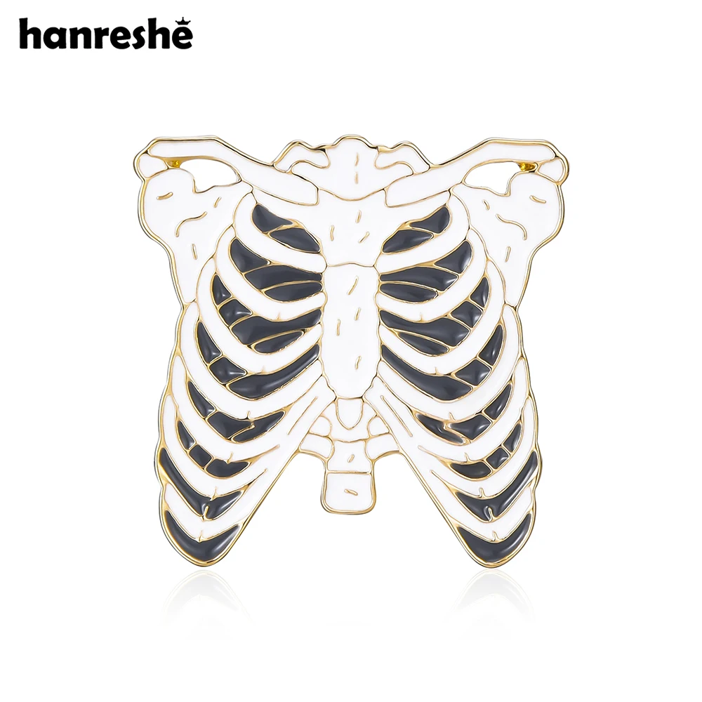 Hanreshe Rib Bone Brooch Pin Medical Orthopedic Anatomy Jewelry  Skeleton Lapel Enamel Badge Gift for Doctor