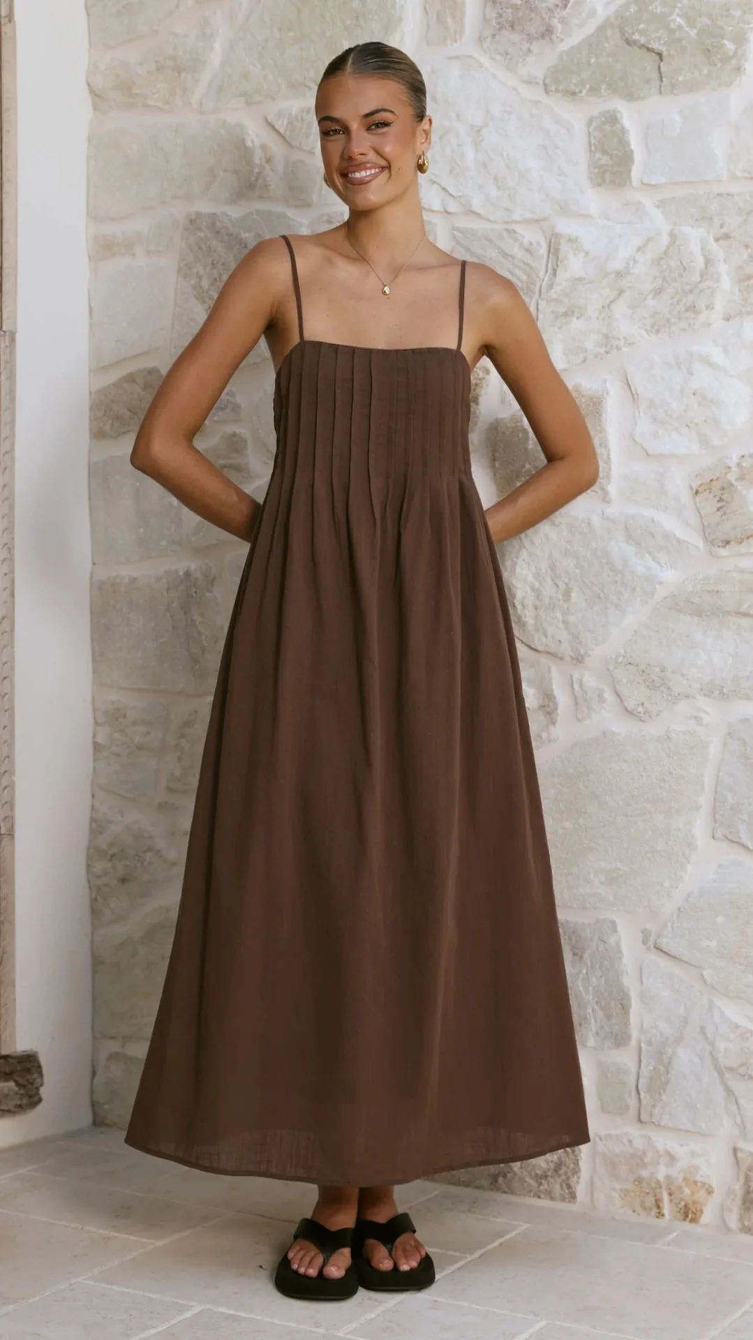 EINY Fashion Women's Elegant Design Sense Solid Color Maxi Dress Casual Skirt Pit Strip Strap Resort Beach Big Swing Long Dress