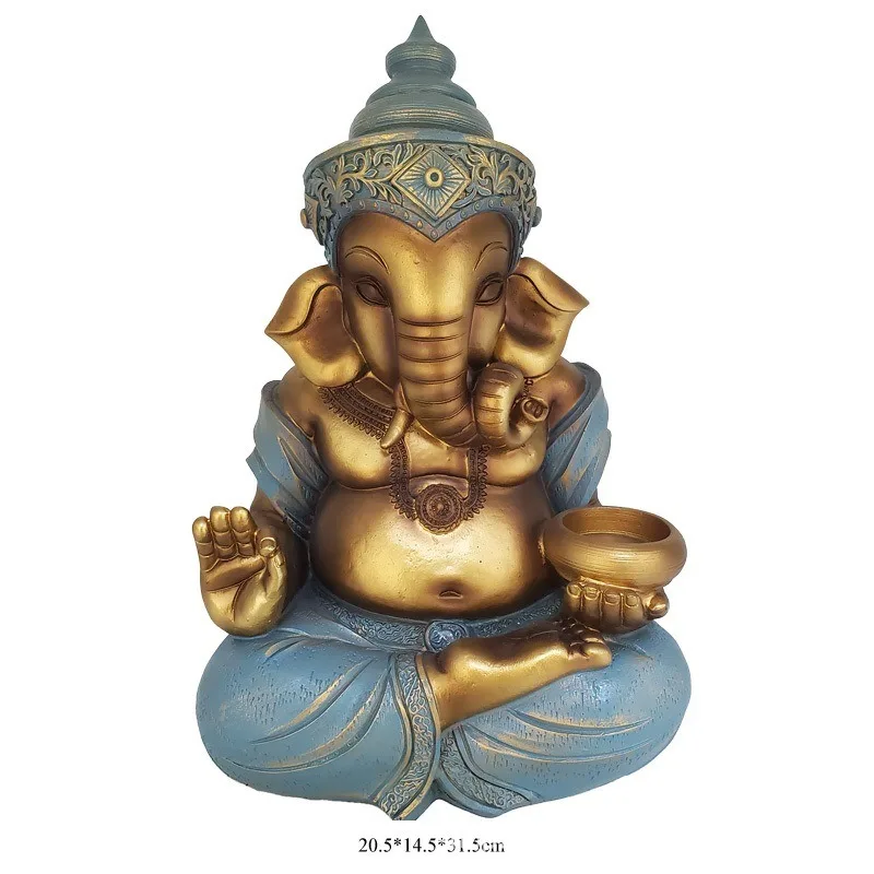 

Ganesh Statue Art Crafts Ganesha Figurine Hindu Elephant God Sculpture for Garden Patio Yard Outdoor Landscaping Home Decor