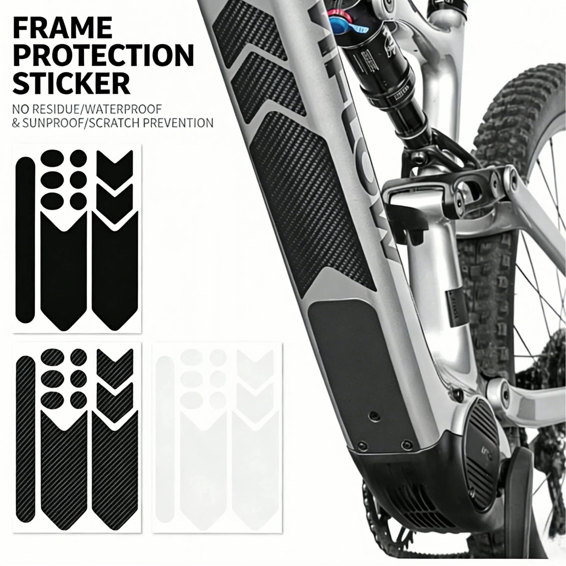 Carbon Fiber Bike Chainstay Protector Sticker Transparent Vinyl Film Anti Scratch Waterproof MTB Frame Decal