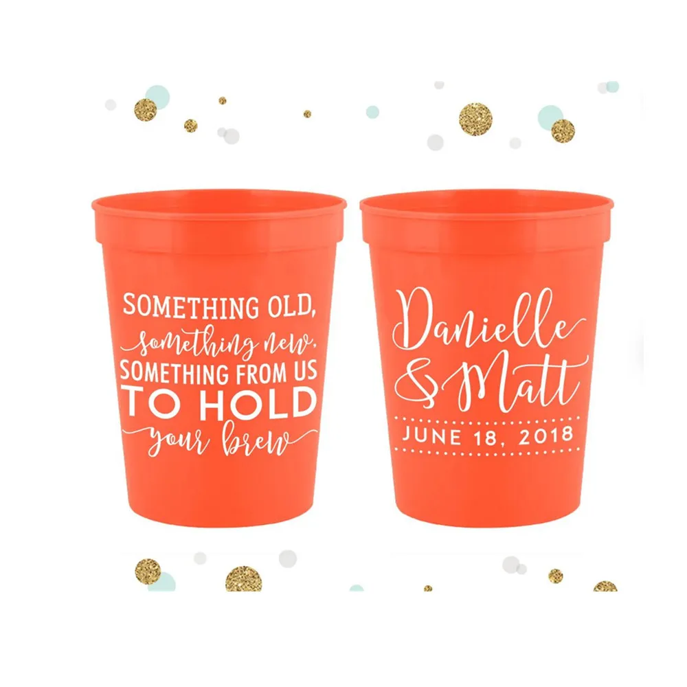 

Something Old Something New - Wedding Stadium Cups - Custom - Bridal Wedding Favors, Wedding Cups, Party Cup