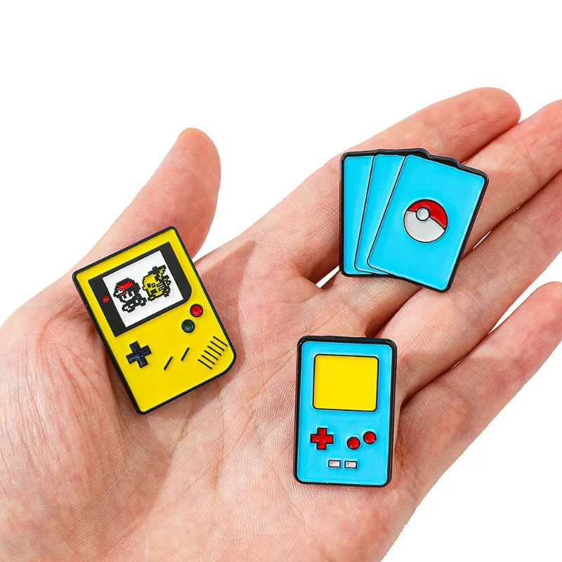 Cartoon Creative Personalized Game Console Shape Metal Badge Pokémon Poke Ball Brooch Trendy Versatile Clothes Bag Accessories