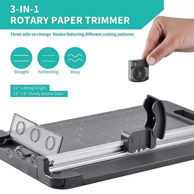 Paper Trimmer For Crafting Manual A4 Paper Trimmer With 3 Rotating Blades Portable Paper Slicer For Photos Label Cardstock Anti