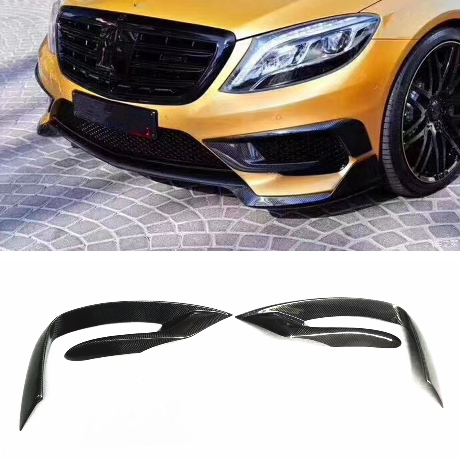 Front Bumper Side Air Vent Trim For Mercedes Benz S Class W222 S63 S65 AMG 2014-2016 Carbon Fiber Intake Frame Splitter Spoiler