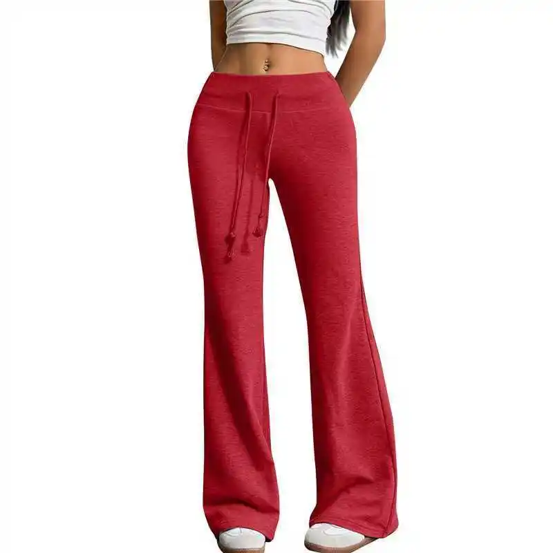 Damen-Hose mit hoher Taille, fließendem Schnitt, Kordelzug, weitem Bein, lässiger Sport-Sweatpants, lockere Passform, Streetwear, weich, Sommermode. – Detail 13