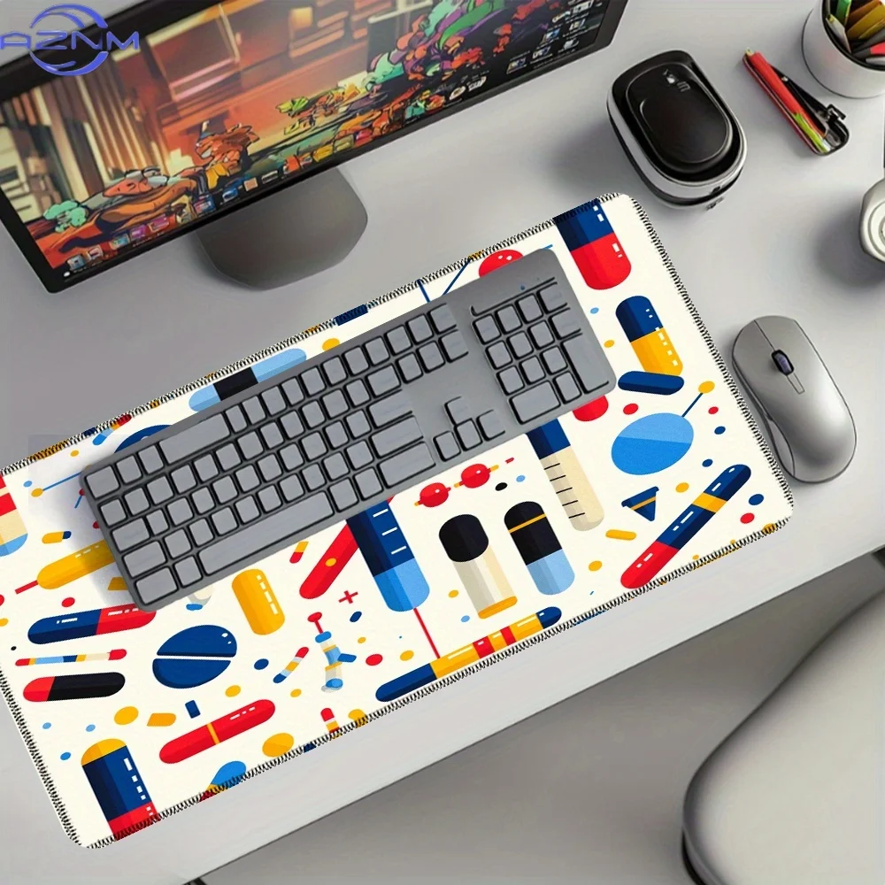 1pc, Bright Medical Icon Design Mouse Pad and Mobile Phone Background - Oversized Size 80.01x39.88cm Durable Game and Work Surfa
