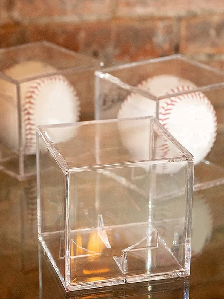 Clear Baseball Box Display Acrylic Transparent Baseball Showcase Square Dustproof UV Protection Perfit For Memorable Collection