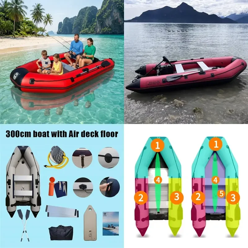 Thermal Weld Sealing 4 Person Air Mat Floor Inflatable Assault Pontoon Boat Professional Row Dinghy for Sea Salt Water
