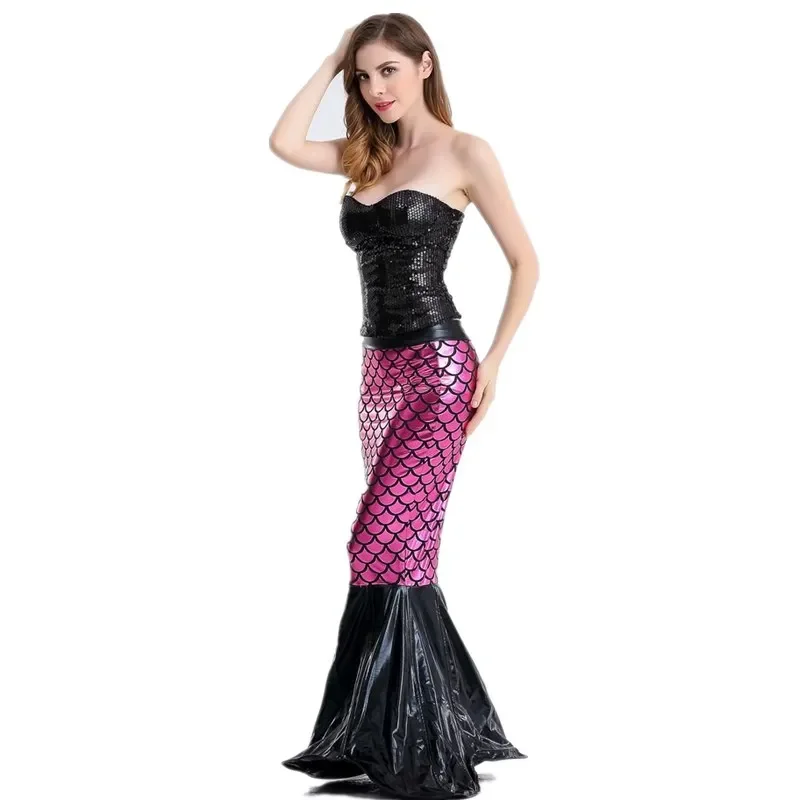 Fada sereia fantasia cosplay para mulheres, meninas vestido de princesa, roupas de festa, conjunto sexy para adultos, roupa feminina, cauda sereia