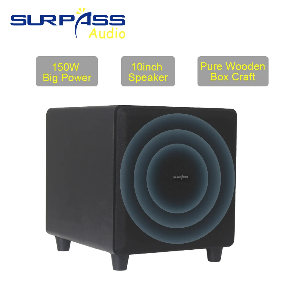 Active HiFi Subwoofer 10inch 150W Strong Bass Stereo Speaker Background Music woofer Loudspeaker Home Theater Audio SoundBox