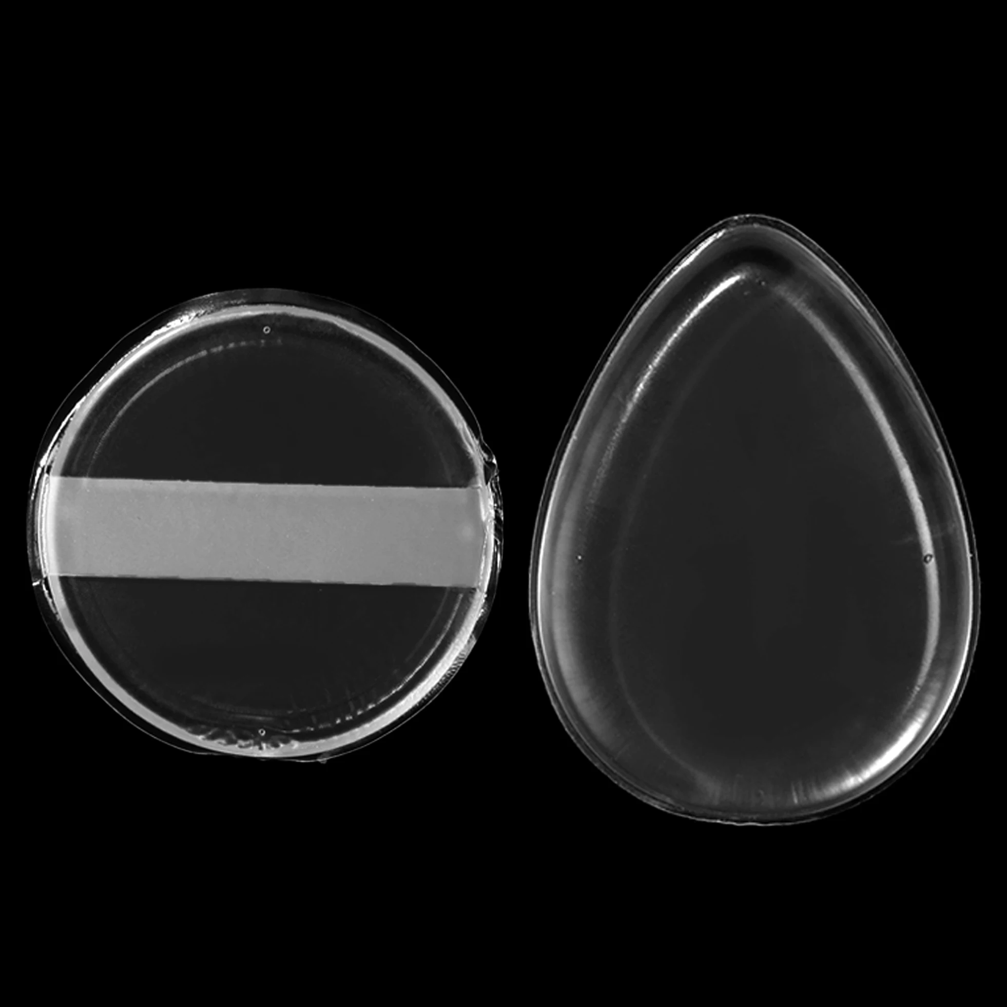Éponge de maquillage antiadhésive en Silicone, bouffante de poudre, douce, transparente, facile à nettoyer, forme ronde en forme de larme pour une Application lisse, lavable