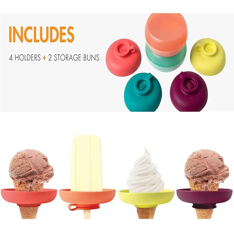 Ice Cream Cone Holder Food Grade Silicone Drip-Proof Design Reusable for Summer Picnic Kids Toddlers popsicle mold