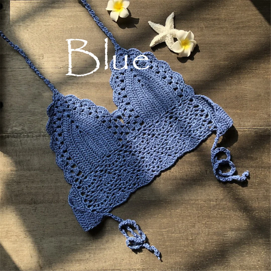 S - XL 9 Farben Häkel-Bikini-Oberteil Damen-Badeanzug Frauen-Bademode Badebekleidung Badeanzug mit Ausschnitten Strand-Top V4193 – Detail 19