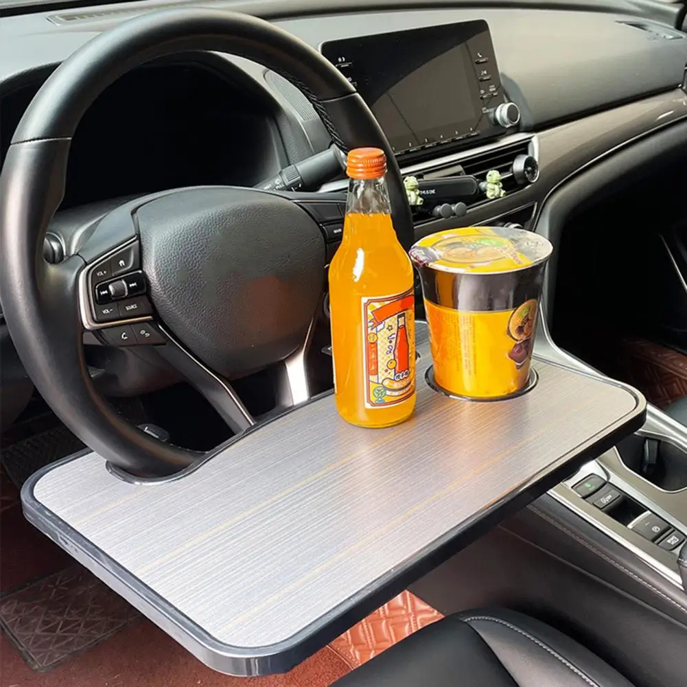 Hot！Car Food Table Anti-slip Cup Slot Design Car Steering Wheel Dining Table Vehicle Supplies