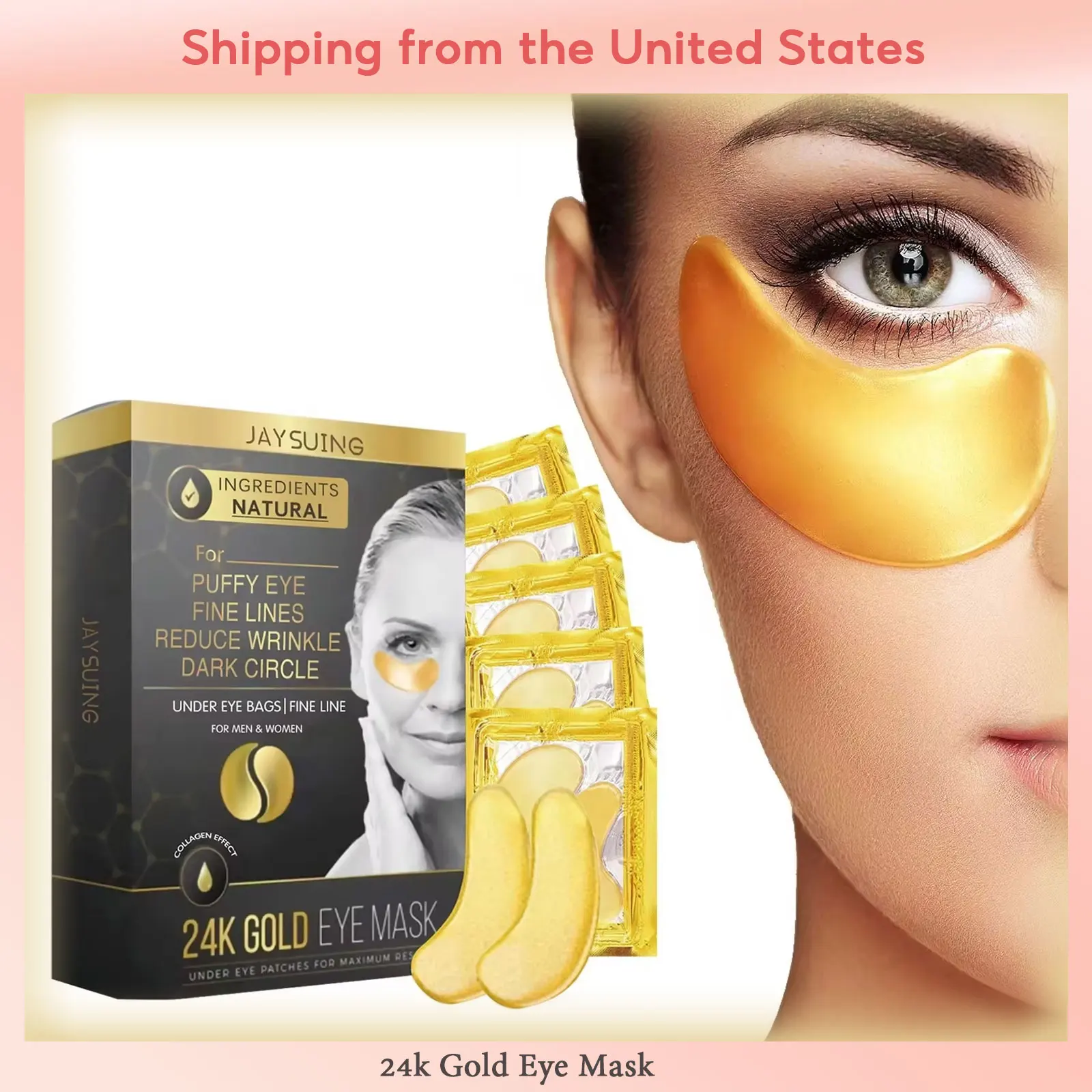 

24k Gold Collagen Eye Mask Anti Wrin-kle Fade Fine Line Remove Eye Bag Puffiness Dark Circles Fat Granule Moisturizing Skin Care