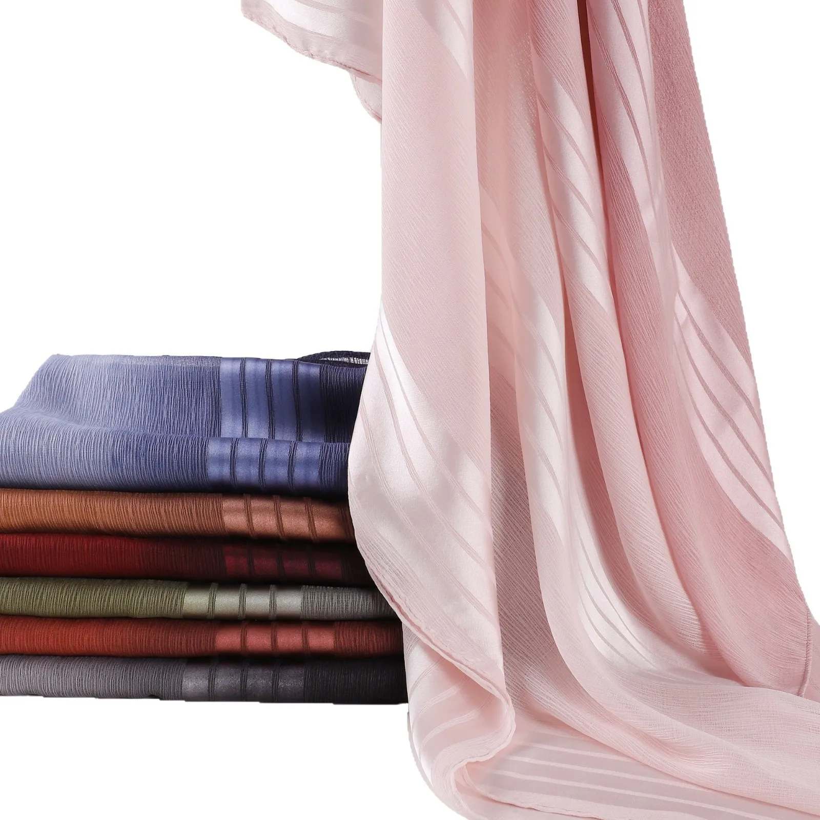 

Премиальный атласный шелковый хиджаб со складками для женщин, мерцающий шарф, вечерние шали, мусульманский арабский платок, исламская повязка на голову, тюрбан