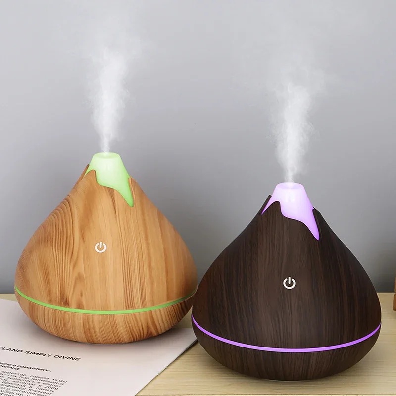 Difusor de aceite esencial de aromaterapia, humidificador de aire ultrasónico con Control remoto, grano de madera, fresco, luz LED de 7 colores,