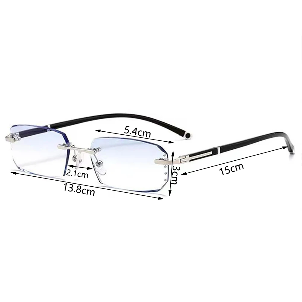 Klass num Männer Lesebrille randlose Schnittkante Presbyopie Brille Anti Blaulicht Anti Müdigkeit plus Brille Presbyopie klare Linse