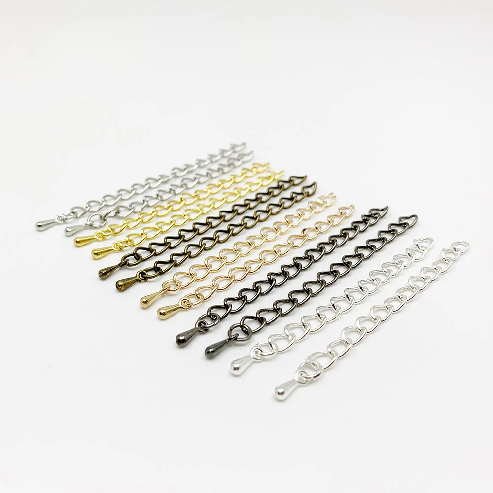 20pcs/lot 50mm 70mm Water Drop End Beads With Extended Extension Tail Chain Connector Supplies For DIY Jewelry Making Findings