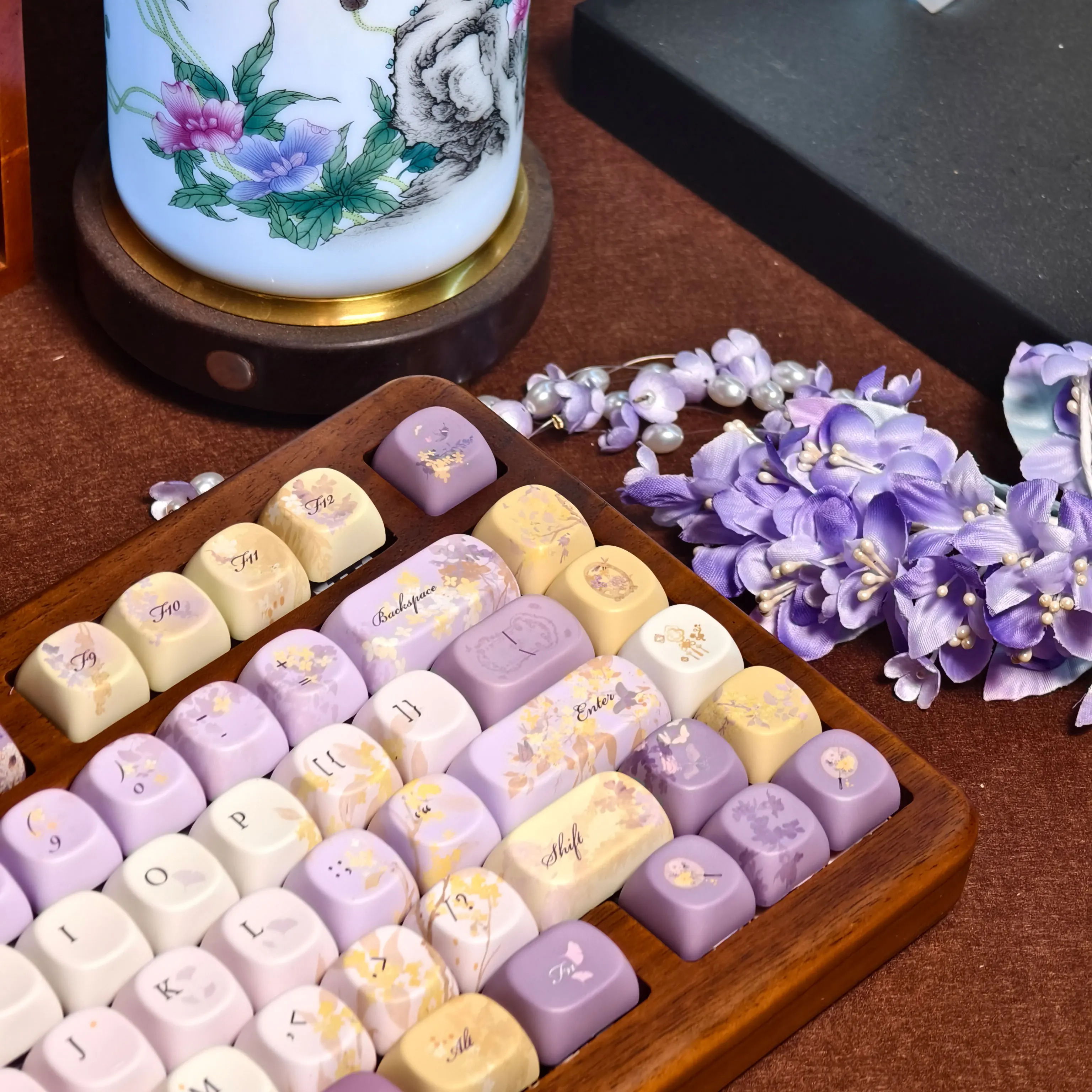 120 Keys Osmanthus Keycaps Cherry Profile Cute Anime Backlight Keycap DYE-SUB PBT Keycap for MX Mechanical Keyboard 60/61/68