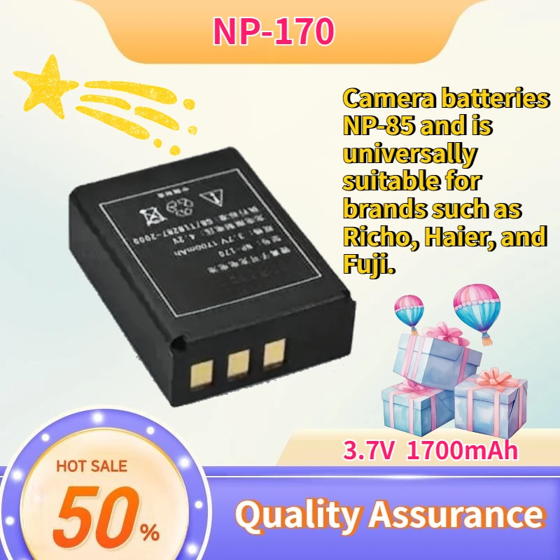 

NP-170 battery is compatible with camera batteries NP-85 and is universally suitable for brands such as Richo, Haier, and Fuji.