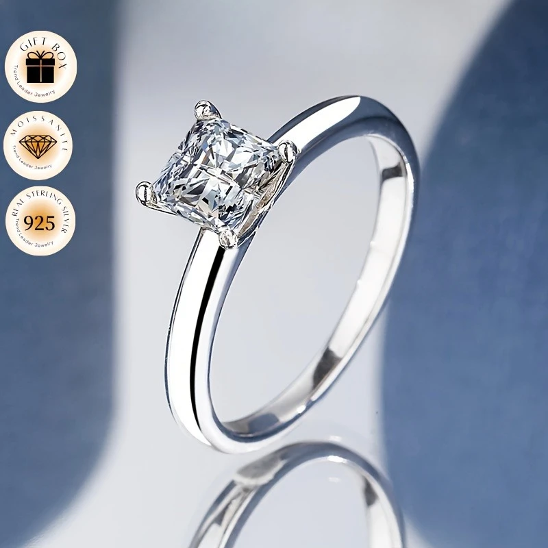 

Mossanite Ring S925 Sterling SilverCertificate Lab Grown Diamond D Color VVS1 Plated White Golden Jewelry Wedding Gifts