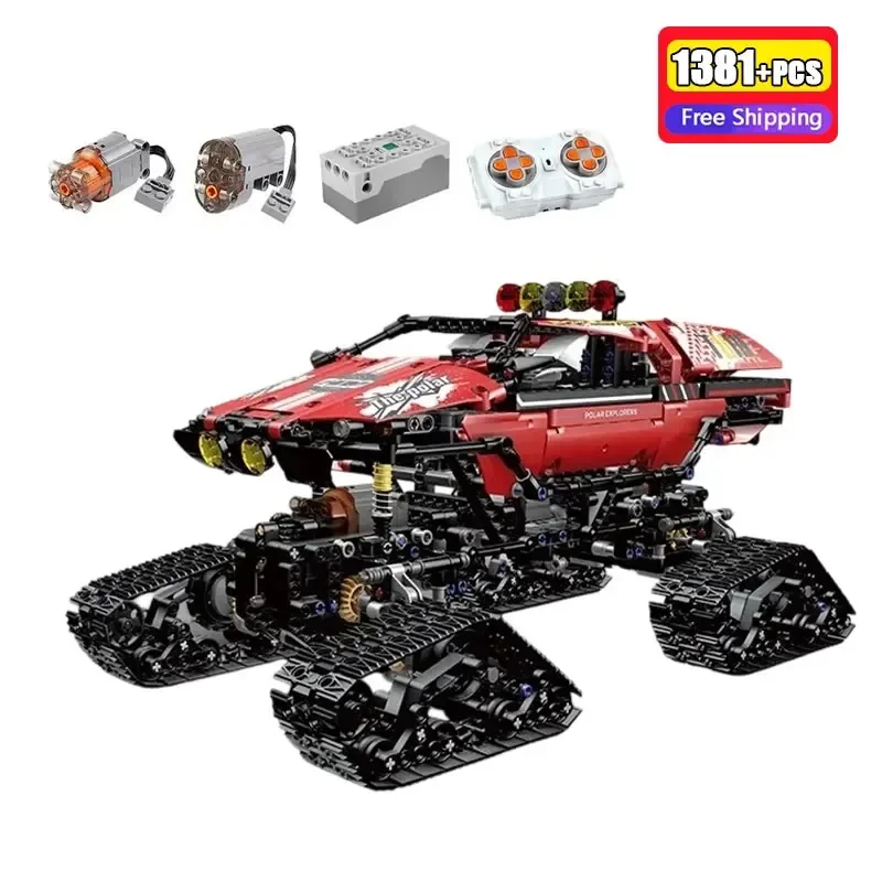 1381PCS RC Polar Explorer Truck Model MOC High-Tech Motorized Car Building Blocks DIY Bricks Educational Toys  Christmas Gift