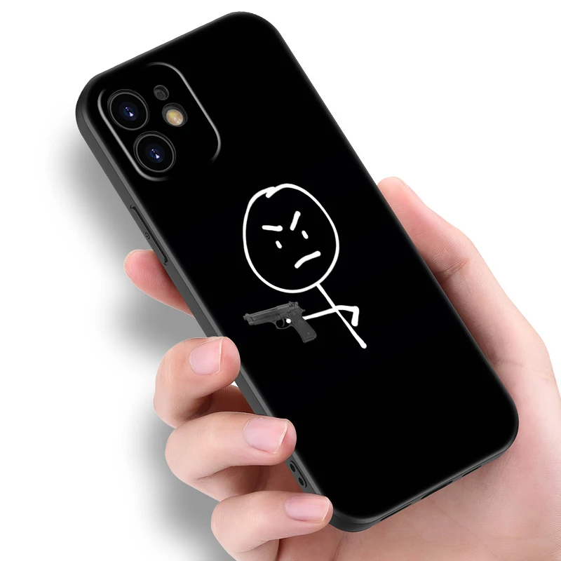 Cartoon Stickman Matchman Black Phone Case For Huawei Pura70 Pro Plus P60 Pro P50 P40 P30 P20 Pro P10 Lite PSmart Z PSmart 2021