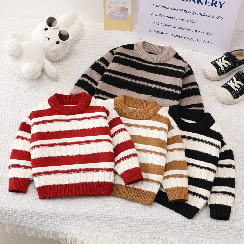 

Children's Sweater Winter 2025 New Children's Classic Striped Pullover