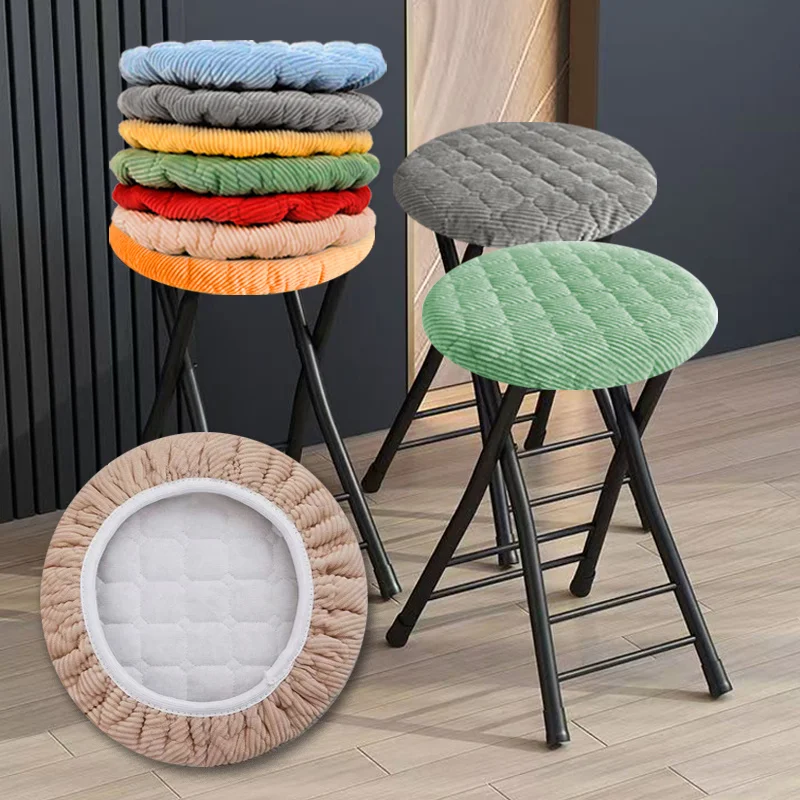 2pcs Thick Soft Round Stool Covers,Elastic Seat Cushions for Wood Iron Stool 25-30cm,Washable All-Season Chair Cover Dining Room