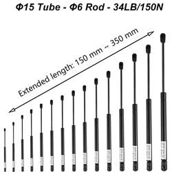 1PC 150N/34LB 150-350mm Universal Car Gas Spring Nylon End Fitting Lift Support Trunk Tailgate Strut Bar Replacement Gas Strut