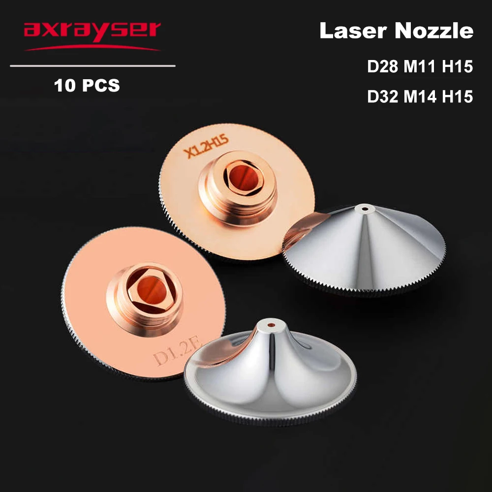 Axrazer 10 sztuk dysze laserowe D28 M11 D32 M14 kaliber 0.8mm-5.0mm dla Precitec WSX HANS dysza do cięcia laserem światłowodowym