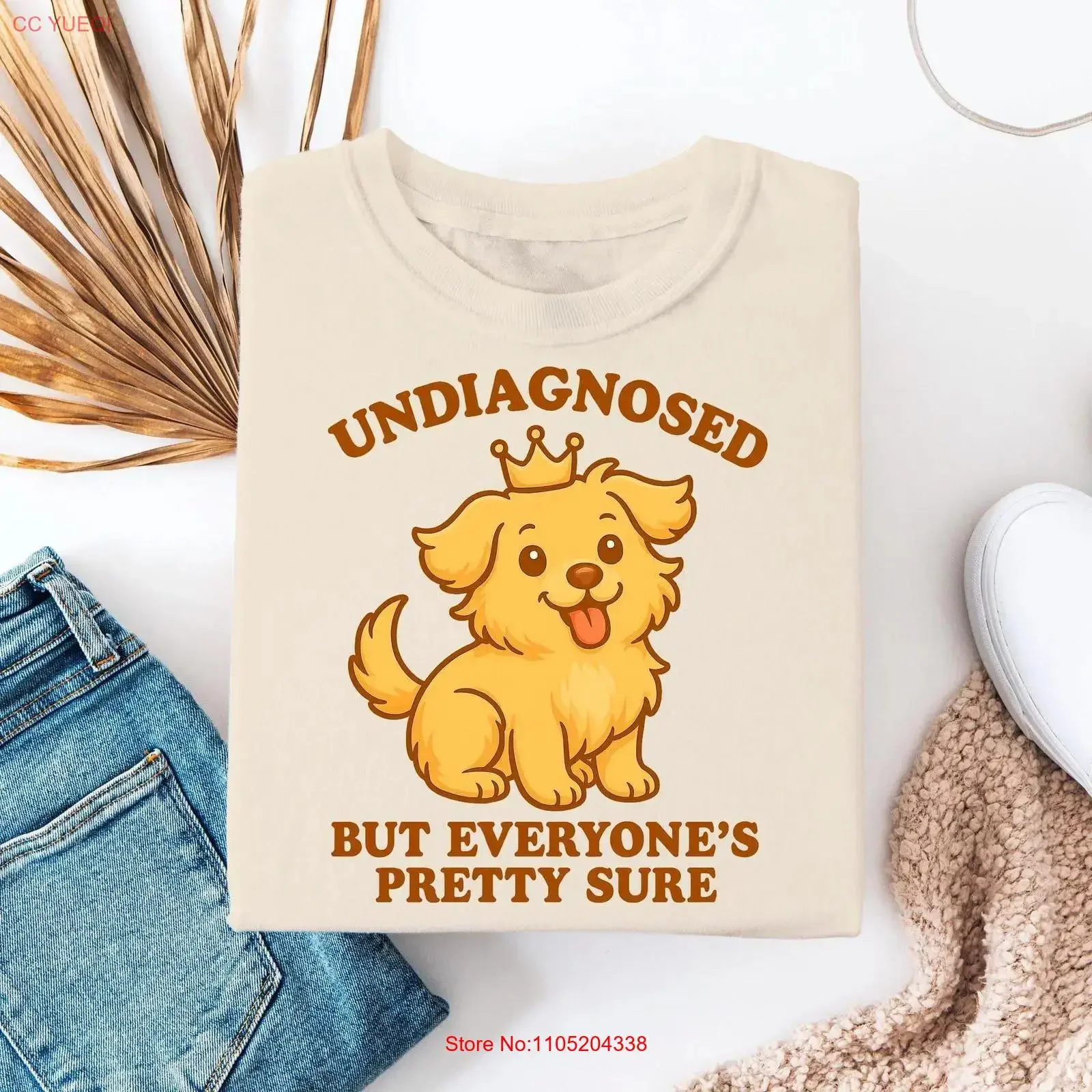Undiagnosed But Everyone's Pretty Sure Funny Dog T Shirt Cute Cartoon Soft Humor for Lovers vintage Washed fashion Versatile