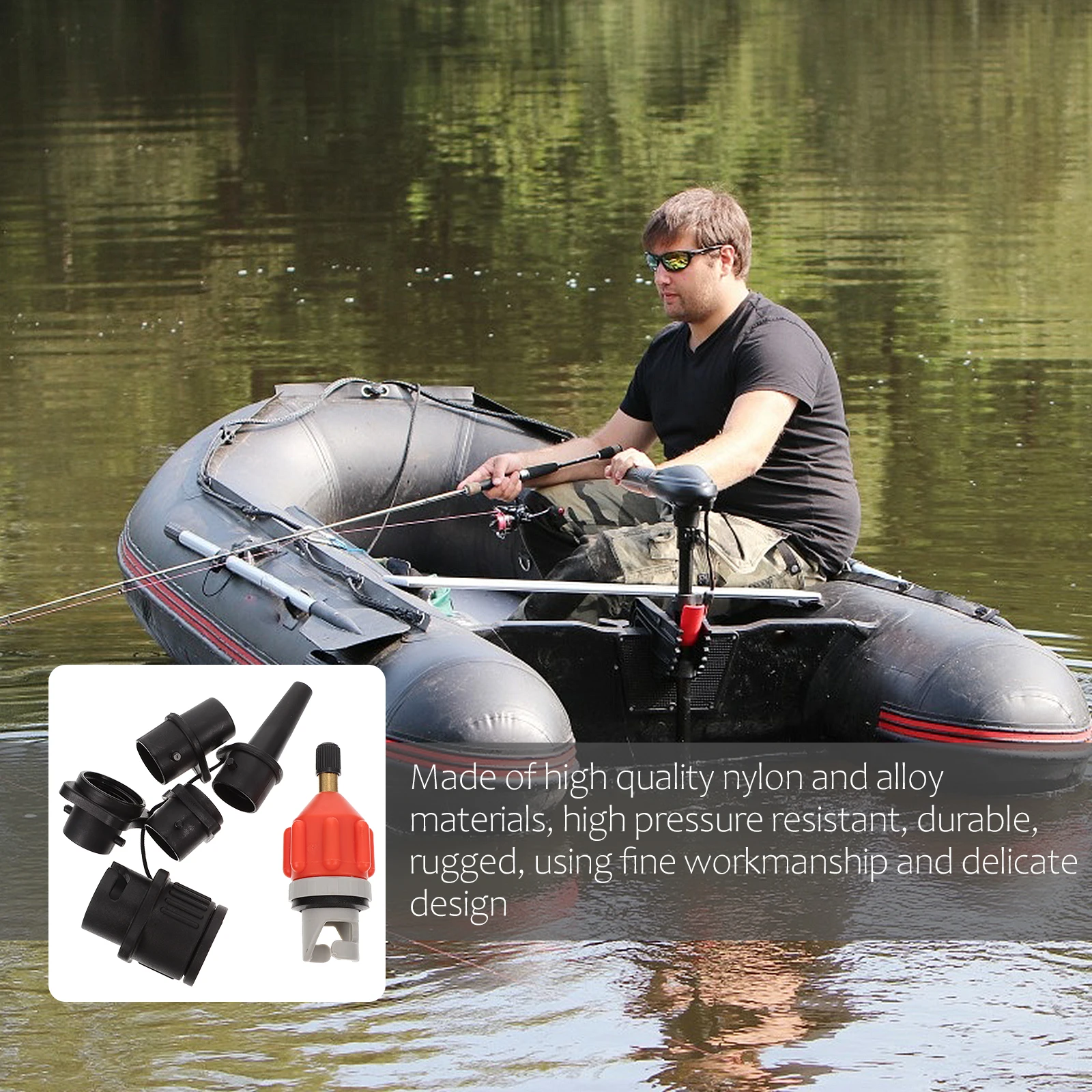 

1 Set Of Inflatable Dinghy Adapter Paddle Board Pump Tools Durable Premium Material Strong Sealing Leakproof Portable Design