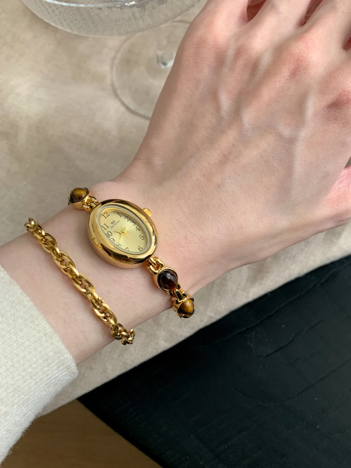 NEW Fashion Retro High Quality Women's Watches Tiger eye Gemstone Waterproof Light Luxury Quartz Bracelet Watch Woman Accesories