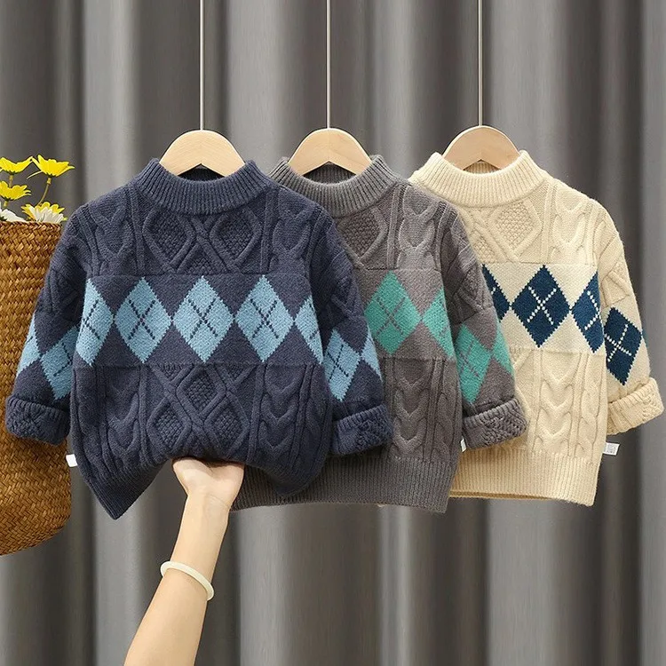 

Children's Sweater Fall/Winter 2025 New Style Stylish Knitted Sweater for Boys Boys' Base Layer Shirt