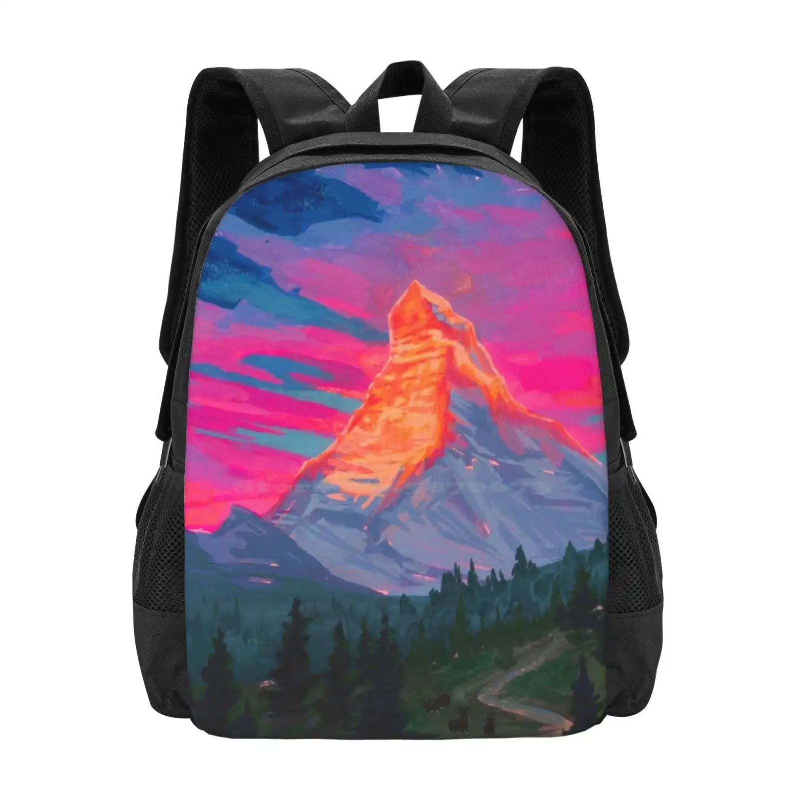 Landscapes As Zodiac Signs- Capricorn / Matterhorn Hot Sale Schoolbag Backpack Fashion Bags Matterhorn Switzerland Zodiac