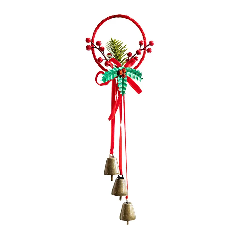 Christmas Bell Door Hanging Car Decoration Red Star Bow Antique Bell Christmas Tree Ornament