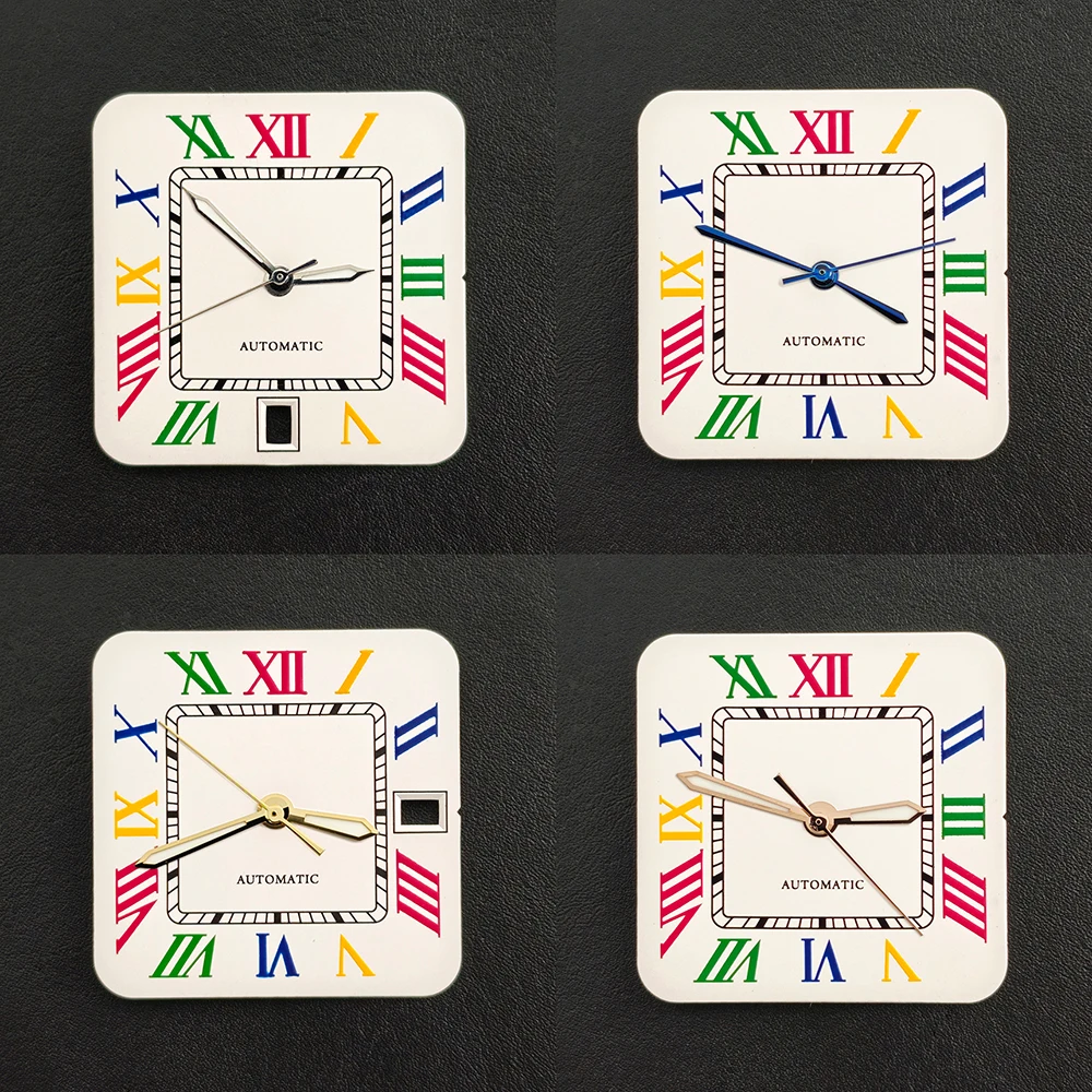 27mm NH35 Dial Colorful Roman Square Dial 38mm Square Case for Santos Watch Mod Fit NH35 NH36 Movement Repair Tools