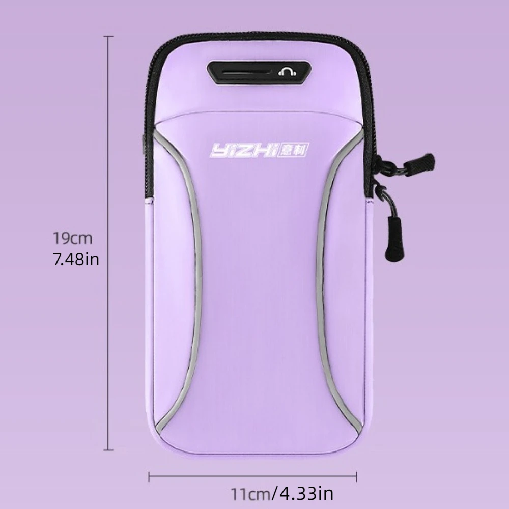 Reflective Running Phone Armband Adjustable Strap PU Sports Arm Bag Storage Pouch Breathable Cycling Phone Case Fitness