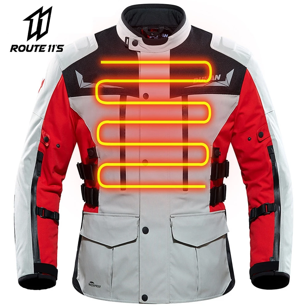 

DUHAN Cold-proof Motorcycle Heating Jacket Men Winter Waterproof Warm Moto Cycling Chaqueta Reflective Detachable Inner Liner