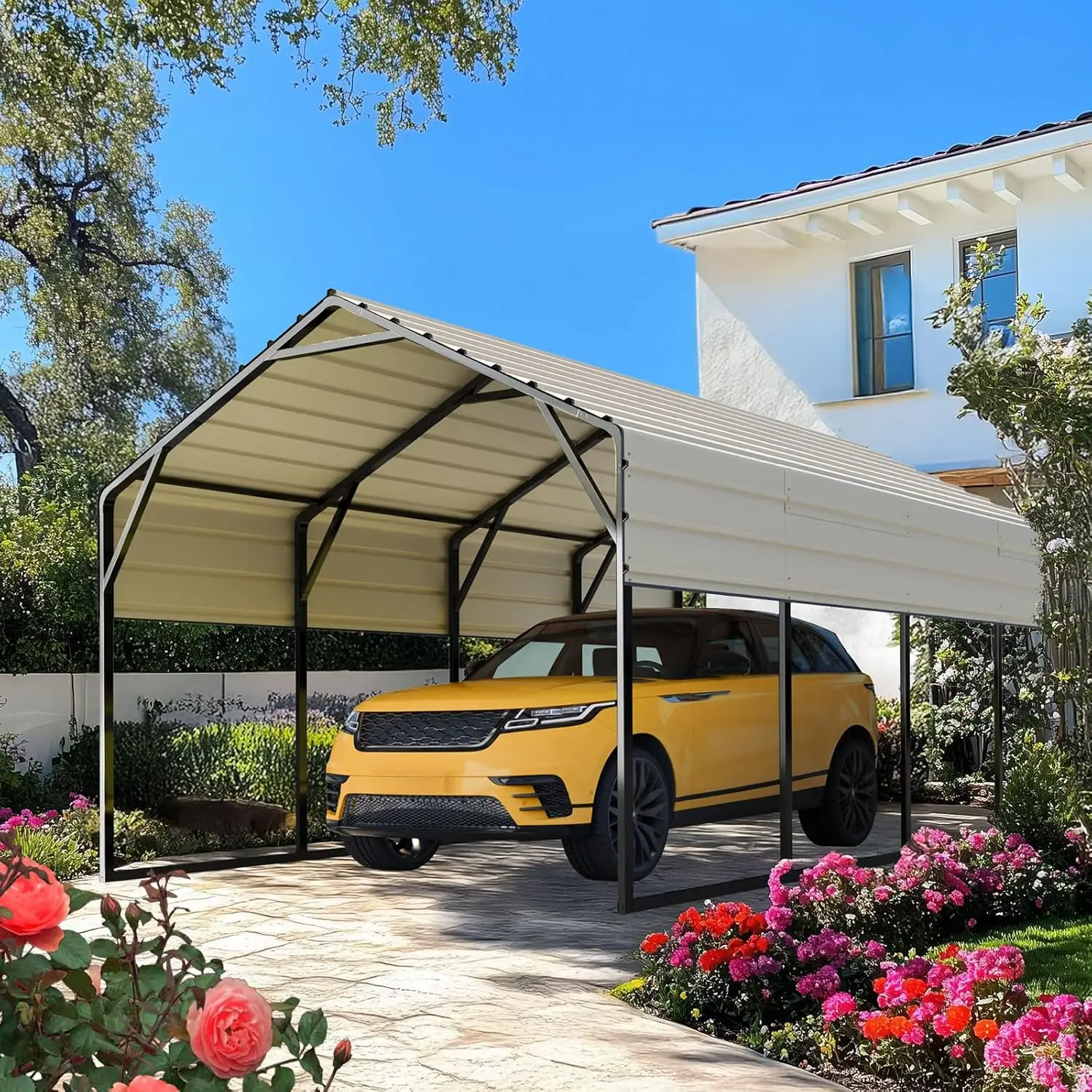 

10x20 ft Heavy Duty Metal Carport for Vehicle Storage Snowproof & Windproof Steel Car Shelter, Customized