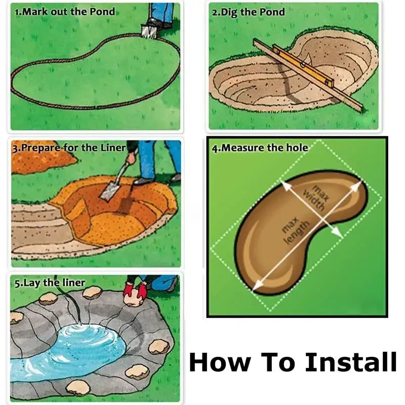 

5x10ft PVC Membrane Reinforced Landscaping HDPE Pool fish pond liners Outdoor Fish Pond Liner Waterproof Cloth Gardens Pools