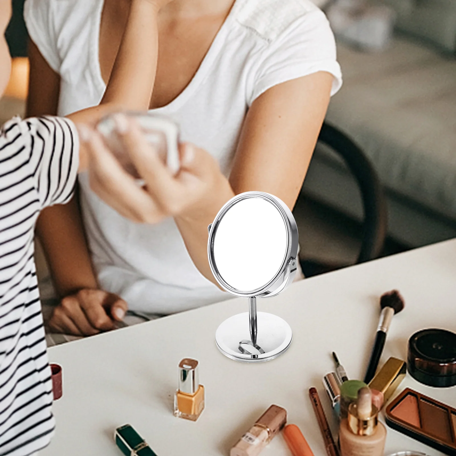 Specchio per il trucco da tavolo specchio cosmetico da tavolo specchio da trucco rotante a doppia faccia per specchio girevole a due lati da tavolo per il trucco