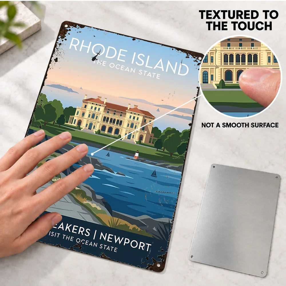 The Breakers Newport Rhode Island Aluminum Poster Retro Bold Colorful Wall Art For Study Customized Metal Sign Tour Guide Gift