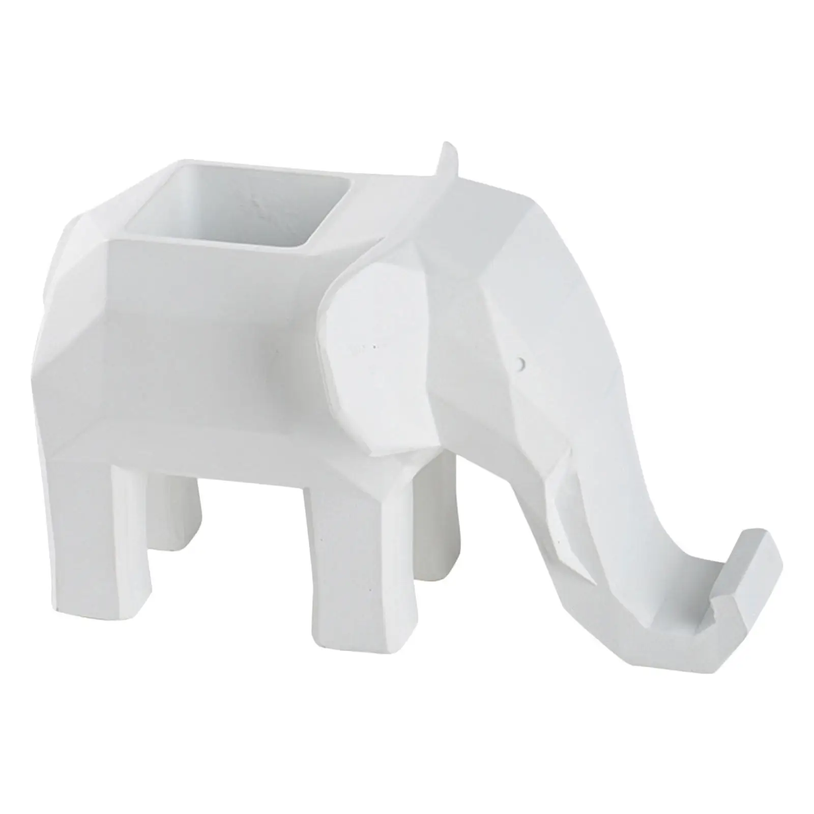 Geometric Elephant Resin Desk Organizer Pen Holder Cup with Phone Stand for Office School Home Workspace Stationery Makeup Brush