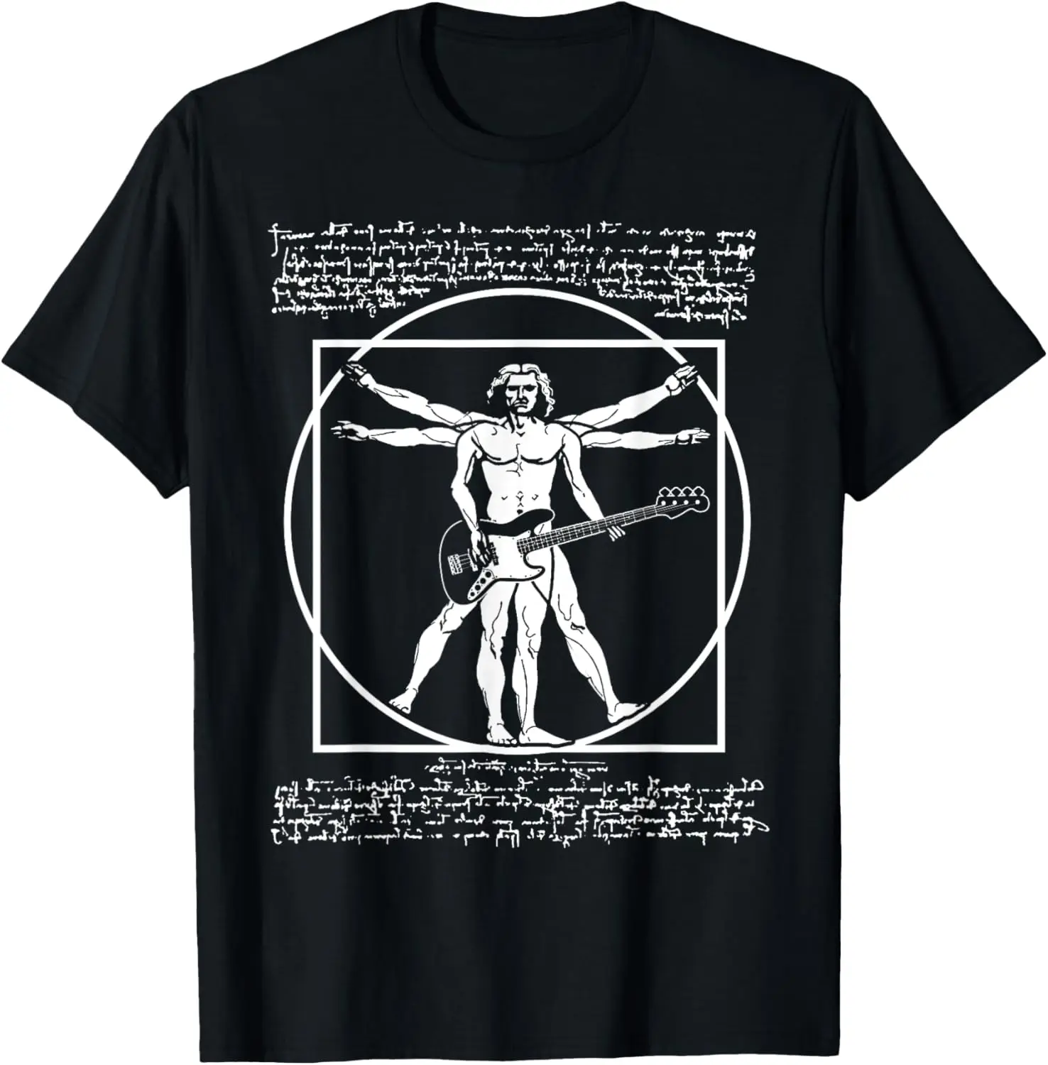 Da Vinci Vitruvian Man Bass Guitar Player - Bass Guitarist T-Shirt