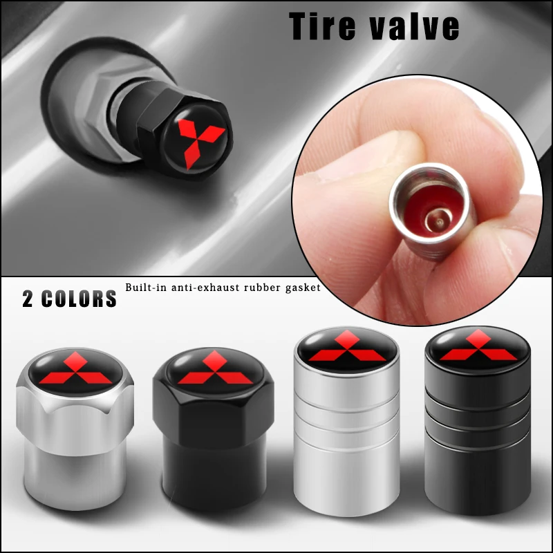 4PC Metal Car Badges Wheel Tire Valve Caps Covers Auto Accessories For Mitsubishi Ralliart Lancer EX Outlander 3 Pajero 4 ASX