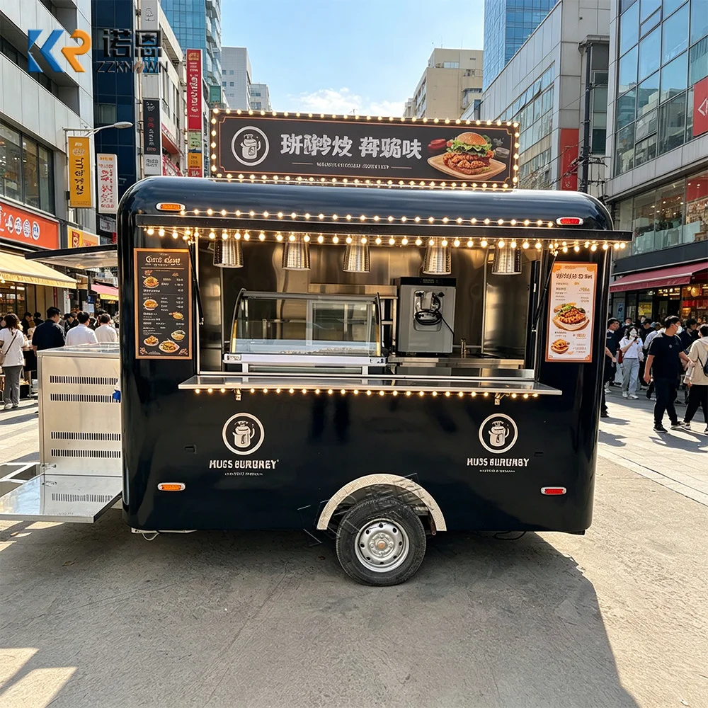 Street Mobile Catering Kitchen Trailer BBQ Burger Coffee Ice Cream Fast Food Vending Commercial Custom Food Truck For Sale